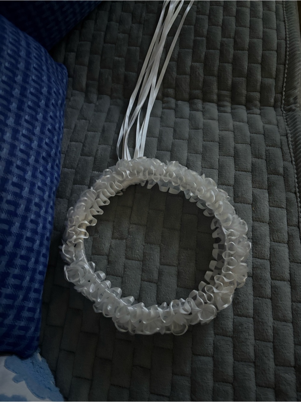 Ivory Satin Ribbon Halo Headband with Rosette Trim